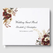 Burgundy Gold Floral Elegant Wedding ゲストブック (正面)