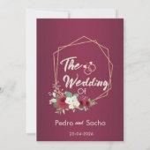 Burgundy Gold Floral Fall Winter Wedding 招待状 (裏面)