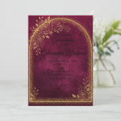 Burgundy & Gold Floral Quinceanera Invitation 招待状 (スタンド正面)