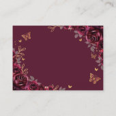 Burgundy Gold Floral Quinceanera Reception Details エンクロージャーカード (裏面)