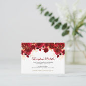 Burgundy Gold Floral Quinceañera Reception Details エンクロージャーカード (スタンド正面)