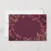 Burgundy Gold Floral Quinceanera Reply 出欠カード (裏面)