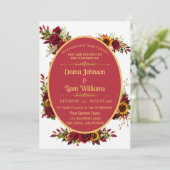 Burgundy Gold Floral Wedding Invitation 招待状 (スタンド正面)