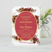Burgundy Gold Floral Wedding Invitation 招待状 (スタンド正面)
