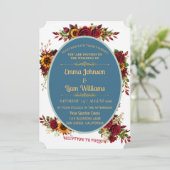 Burgundy Gold Floral Wedding Invitation 招待状 (スタンド正面)