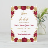 burgundy & gold flowers botanical wedding セーブザデート (スタンド正面)