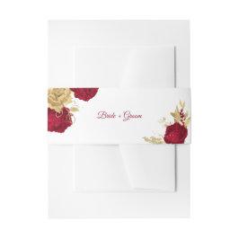 burgundy & gold flowers elegant wedding  招待状ベリーバンド