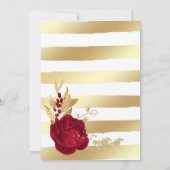 burgundy & gold flowers geometric wedding セーブザデート (裏面)