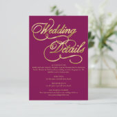 Burgundy & Gold Foil Calligraphy Formal Wedding エンクロージャーカード (スタンド正面)