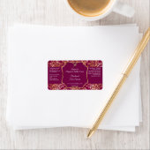 Burgundy & gold foil damask dropper bottle label ラベル (インサイチュ)