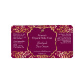 Burgundy & gold foil damask dropper bottle label ラベル (正面)