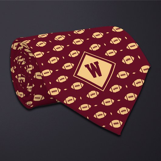Burgundy Gold Football Icon Necktie ネクタイ