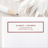 Burgundy & Gold Formal Wedding Return Address ラベル (インサイチュ)