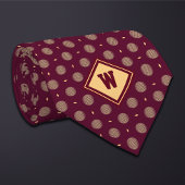 Burgundy Gold Golf Ball Icon Necktie ネクタイ