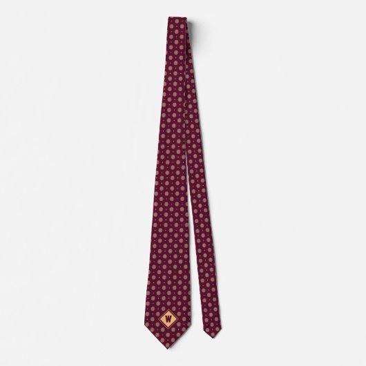 Burgundy Gold Golf Ball Icon Necktie ネクタイ (正面)