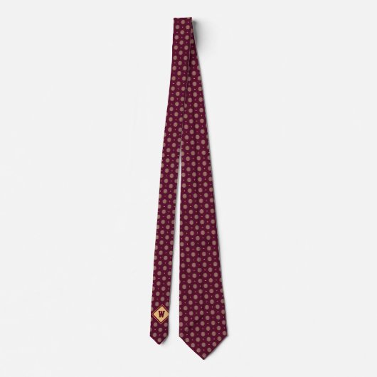 Burgundy Gold Golf Ball Icon Necktie ネクタイ (裏面)