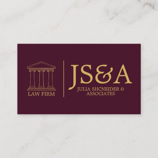 Burgundy Gold Justice Columns Law Firm 名刺 (正面)