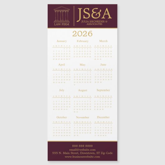 Burgundy Gold Justice Columns Law Firm Logo 2026 (正面)