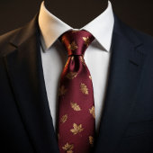 Burgundy Gold Leaf Elegance ネクタイ