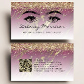 Burgundy Gold Marble Eyes QR Code Microblading 名刺