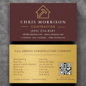 Burgundy Gold Metal Building Construction QR Code 名刺