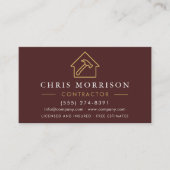 Burgundy Gold Metal Building Construction QR Code 名刺 (正面)