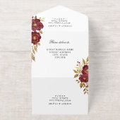 Burgundy Gold Minimalis Elegant Wedding Invitation オールインワン招待状 (外側)
