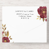 Burgundy Gold Minimalis Elegant Wedding Invitation オールインワン招待状 (背面)