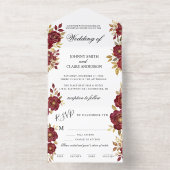 Burgundy Gold Minimalis Elegant Wedding Invitation オールインワン招待状 (内側)