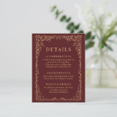 Burgundy Gold Minimalist Wedding Details 招待状 (スタンド正面)