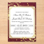 Burgundy Gold Modern Elegant Wedding Invitation アクリル招待状 (正面)