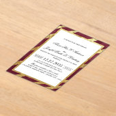 Burgundy Gold Modern Elegant Wedding Invitation アクリル招待状 (レイダウン)
