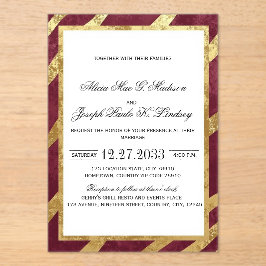 Burgundy Gold Modern Elegant Wedding Invitation アクリル招待状