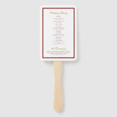 Burgundy & Gold Monogram Wedding Ceremony Program ハンドファン (裏面)