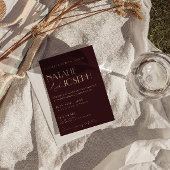 Burgundy Gold Old Money Stripes Photo Wedding 招待状