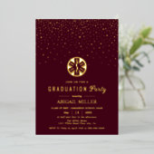 Burgundy, gold paramedic Class Of 2026 graduation 箔招待状 (立ち正面)
