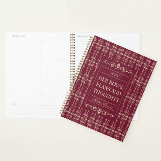 Burgundy & Gold Planner | Personalized Name & Year プランナー手帳 (ディスプレー)