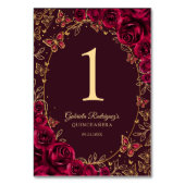 Burgundy Gold Quinceanera テーブルナンバー (裏面)