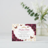 Burgundy Gold Quinceanera Reception Details エンクロージャーカード (スタンド正面)