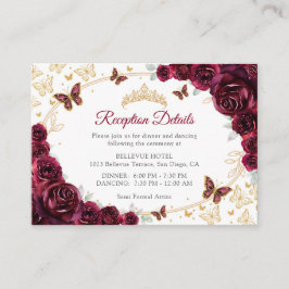 Burgundy Gold Quinceanera Reception Details エンクロージャーカード