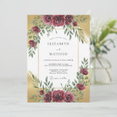 Burgundy Gold Refined Autumn Wedding 招待状 (スタンド正面)