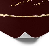 Burgundy & Gold Rustic Gold Circle Wedding Welcome ポスター (角)