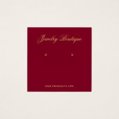 Burgundy Gold Script QR Code Earring Display Card (正面)