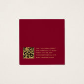 Burgundy Gold Script QR Code Earring Display Card (裏面)