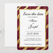 Burgundy Gold Simple Elegant Modern Save the Date セーブザデート (正面/裏面)