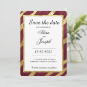 Burgundy Gold Simple Elegant Modern Save the Date セーブザデート (スタンド正面)