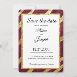 Burgundy Gold Simple Elegant Modern Save the Date セーブザデート