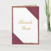 Burgundy gold sparkle glitter 90th Birthday サンキューカード (正面)