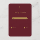 Burgundy Gold Vintage Script Wedding RSVP Card (正面)