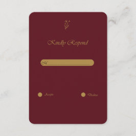 Burgundy Gold Vintage Script Wedding RSVP Card